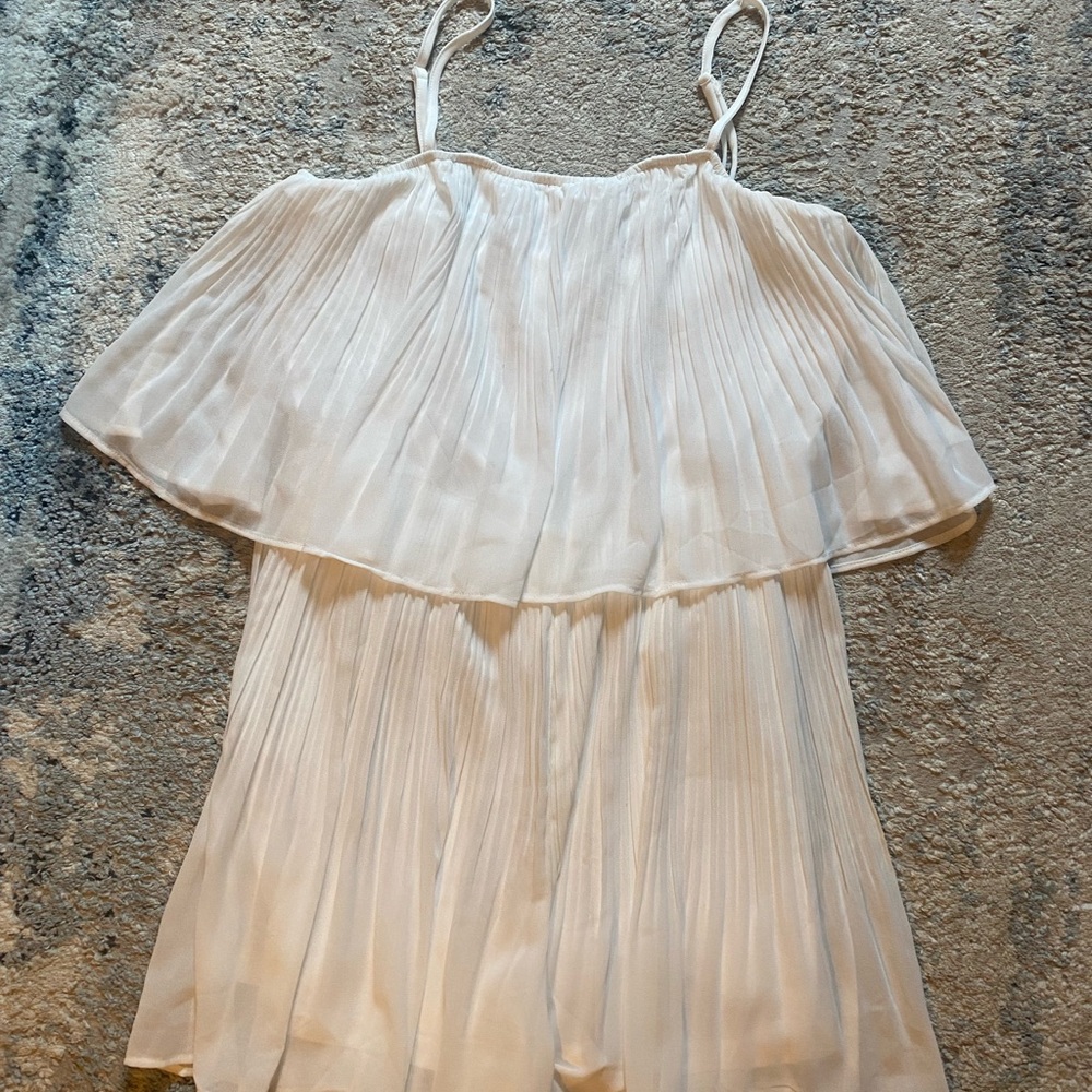 White Pleated Women's Romper